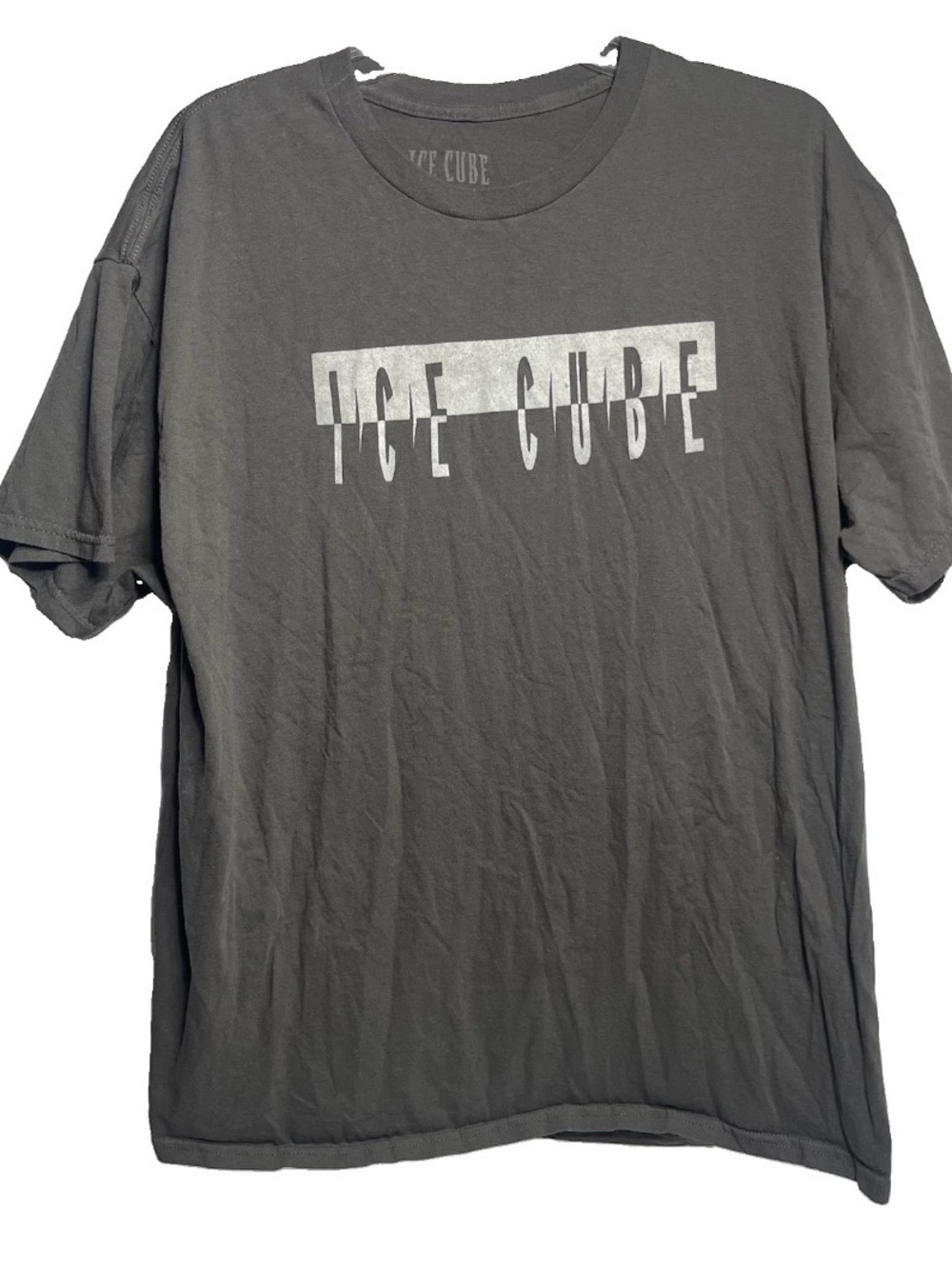 Ice Cube Shirt Mens Size XL Gray Tagless Cotton Relaxed Fit Ice Cube Photo Tee